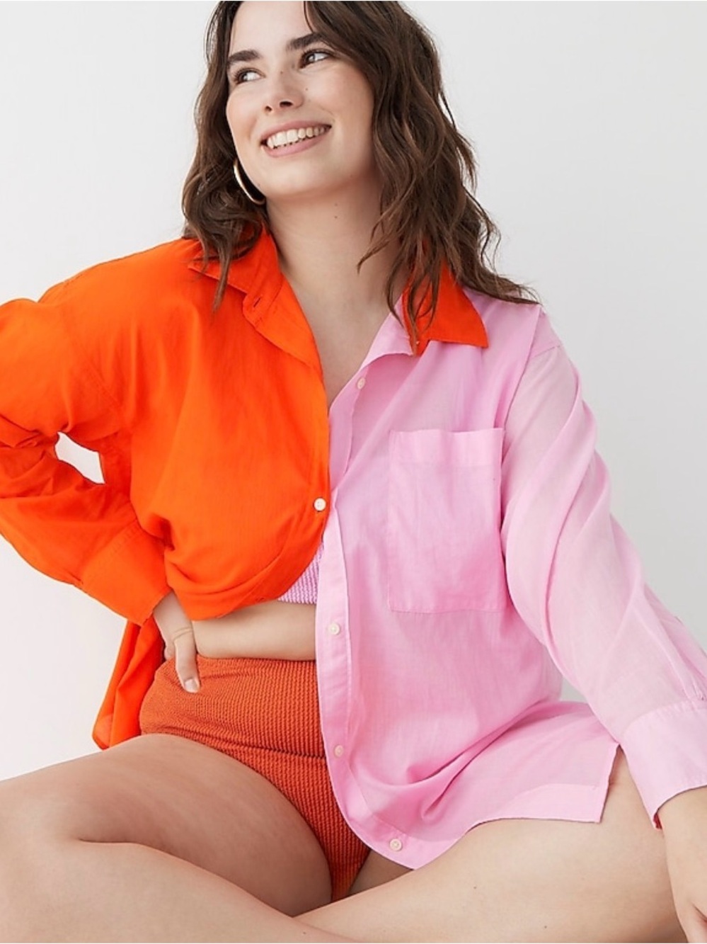J. Crew Button-up beach shirt in colorblock runs large - Picture 2 of 6
